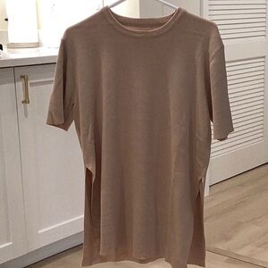 Women’s Short Sleeve Sweater Tee and pants set in Beige